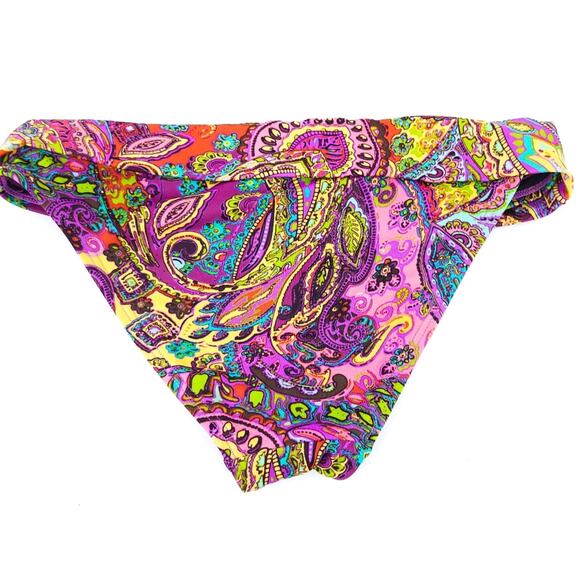 Victoria's Secret Bikini Bottom Swimsuit Size XS Purple Paisley, Foldover - Picture 3 of 6